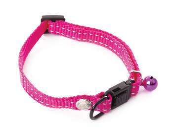 Collier réglable pour chat, nylon, rose