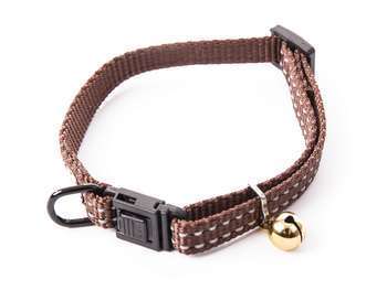 Collier réglable pour chat, nylon, marron