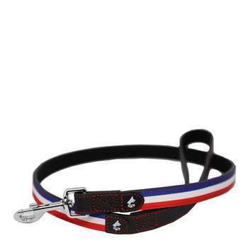 Laisse Gun à petites bandes Bleu/blanc/rouge 1m