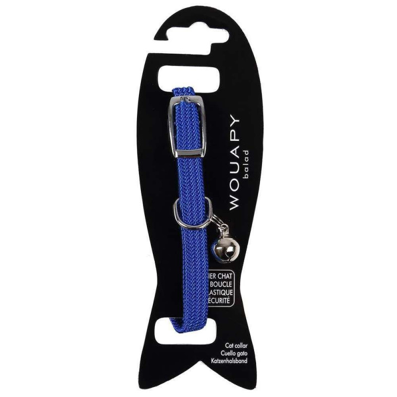 Collier elastic grelot 30 cm bleu pour chat