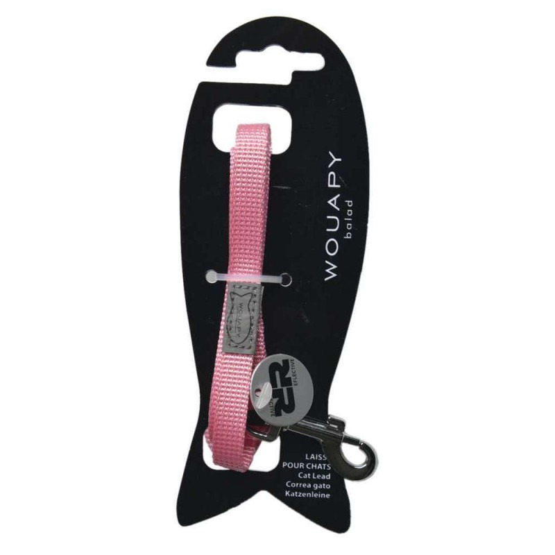 Laisse chat basic line 1,20 m rose pour chat