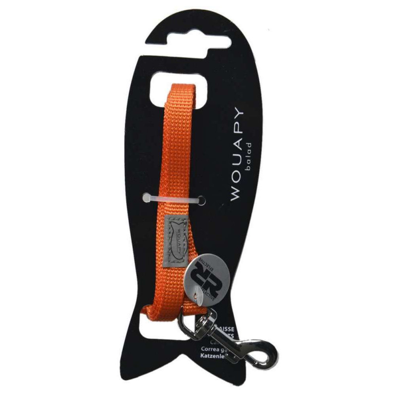 Laisse chat basic line 1,20 m orange pour chat