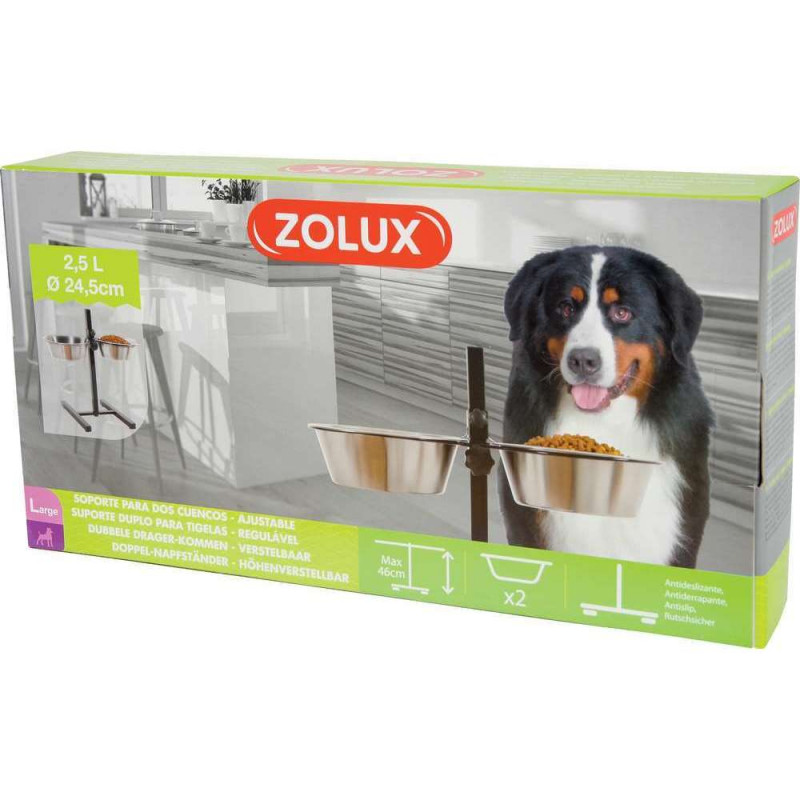 2 bols et support inox 2,5L