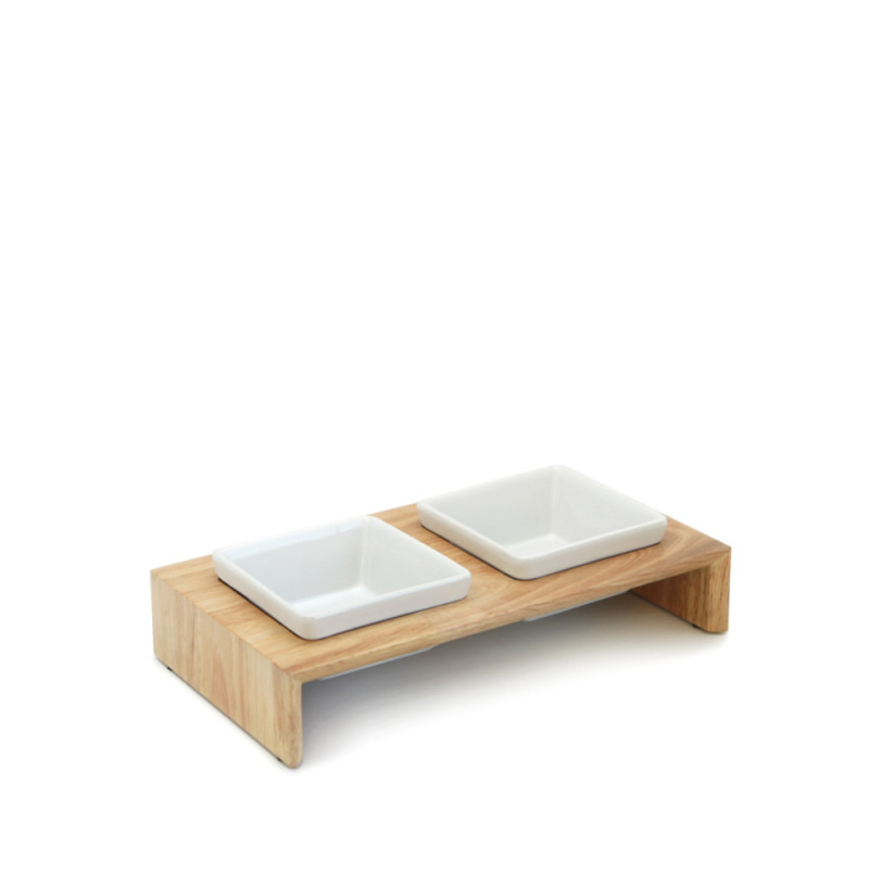Gamelle bois double S pour chien et chat