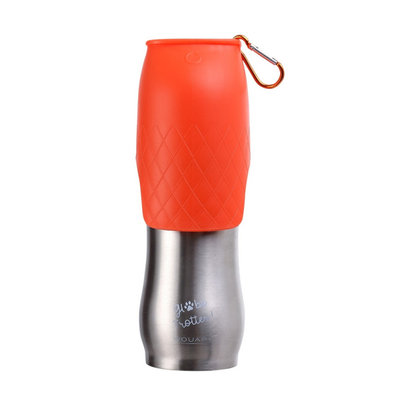 Gourde pour chien en acier inoxydable avec bol de