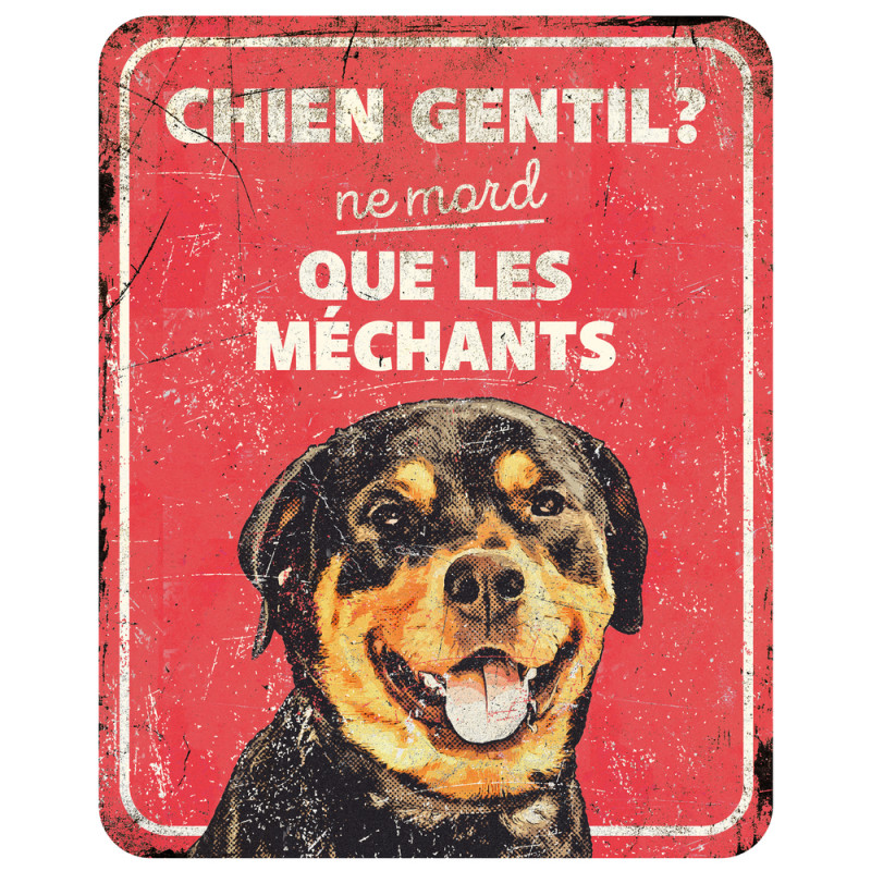 Panneau d'avertissement rottweiler fr. 25x20x0,3cm