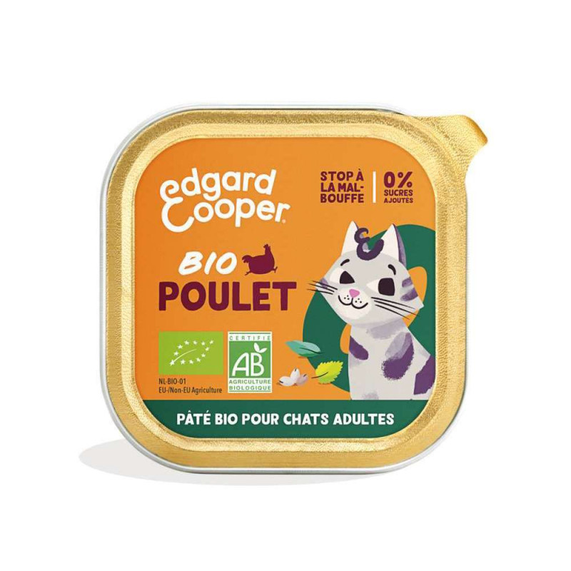 Pâtée poulet bio chat adulte : boîte, 85g