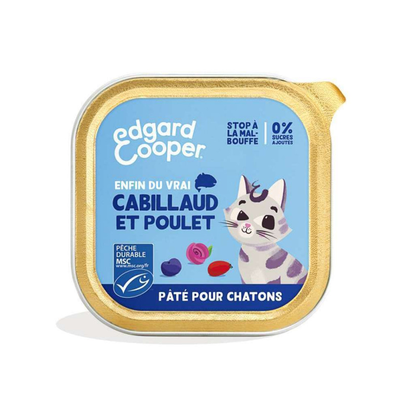 Pâtée cabillaud/poulet chaton : boîte, 85g