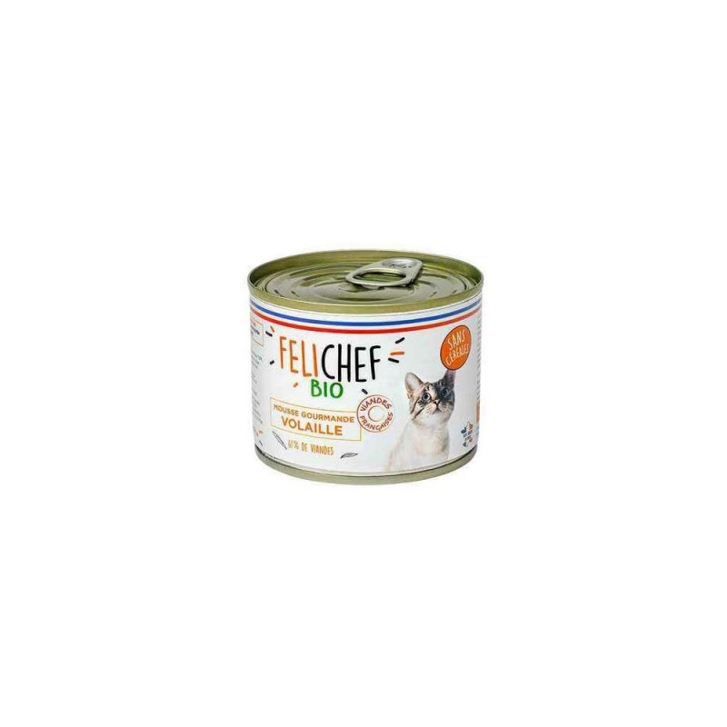 Terrine bio chat adulte mousse poulet sans cereale