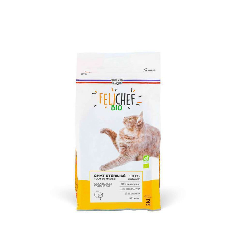 Croquettes à la volaille Bio pour chat stérilisé -