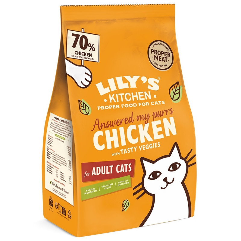 Croquettes au poulet avec des légumes pour chat 4k