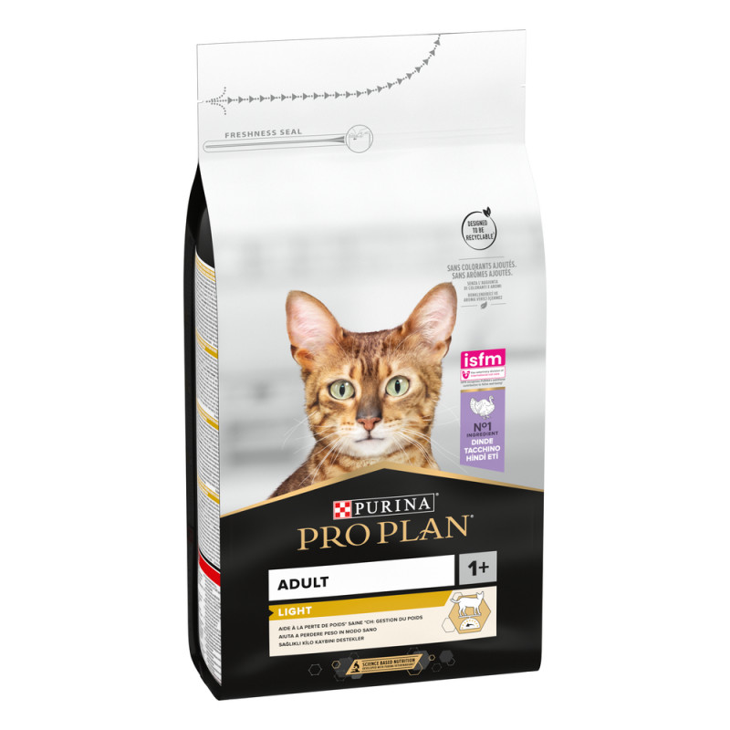 Croquettes Pro Plan Light à la dinde pour chat 1.