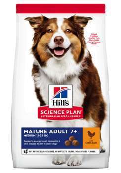 Croquettes chien senior de taille moyenne au poule