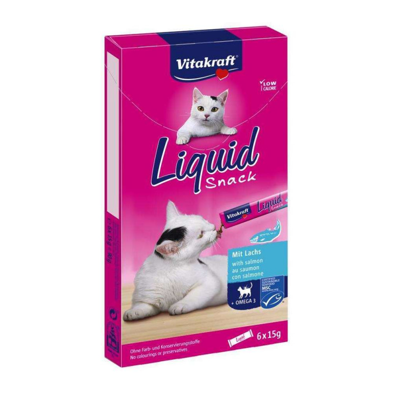 Friandise Liquide Chat Saumon 6x15 g