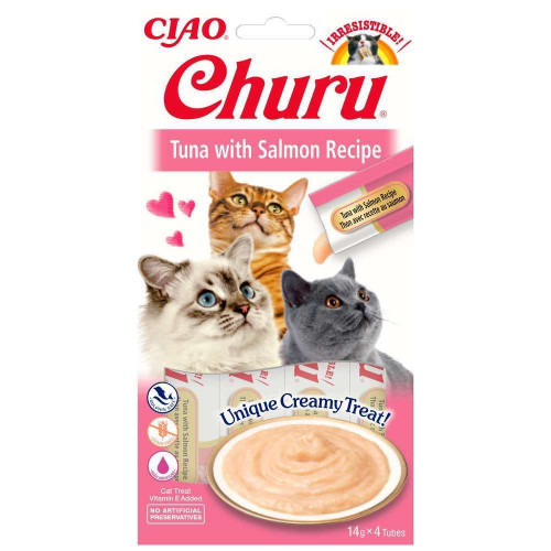 Churu thon avec recette au saumon pour chat 14g x