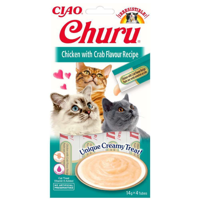 Churu poulet aromatisée au crabe pour chat 14 g x