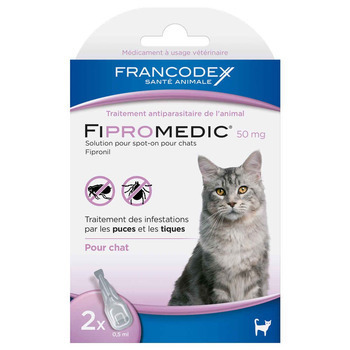 Fipromedic 50mg pour chat : 2 pipettes de 0,5ml