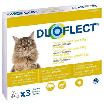 Traitement puces/tiques chat 1-5kg:3 pipettes