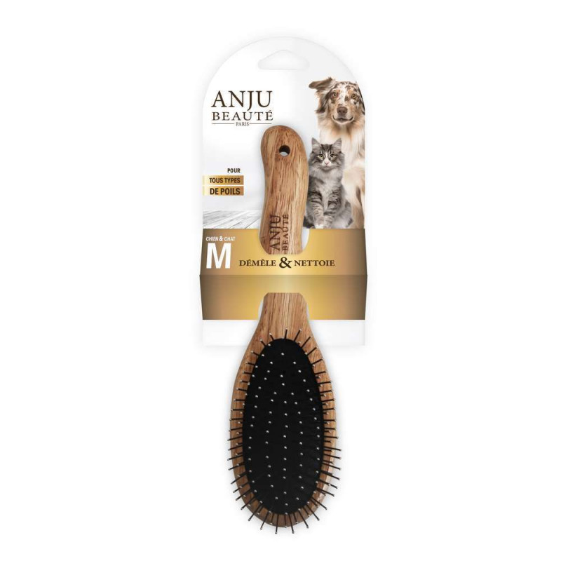 Brosse simple en bois de chêne et acier taille M p