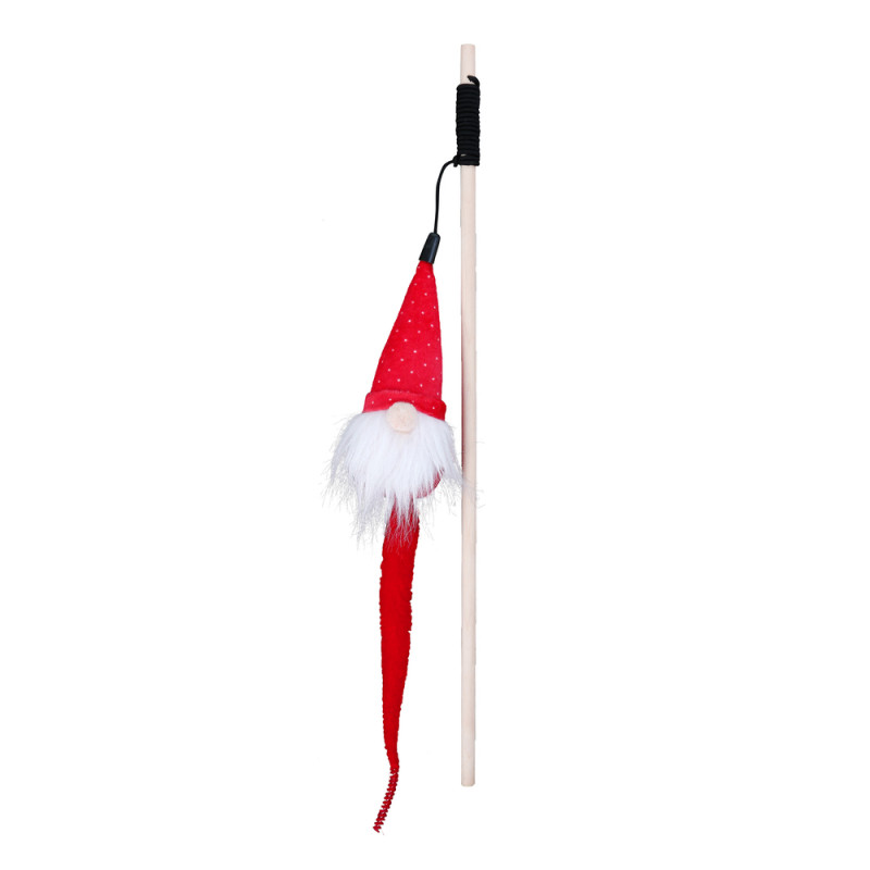 Jouet pour chat, canne à pêche avec gnome de Noël