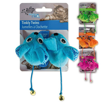 Jouet pour chat: Peluche Jumelles à clochette, en