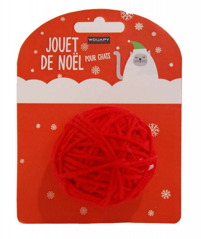 Jouet chat pelote rouge