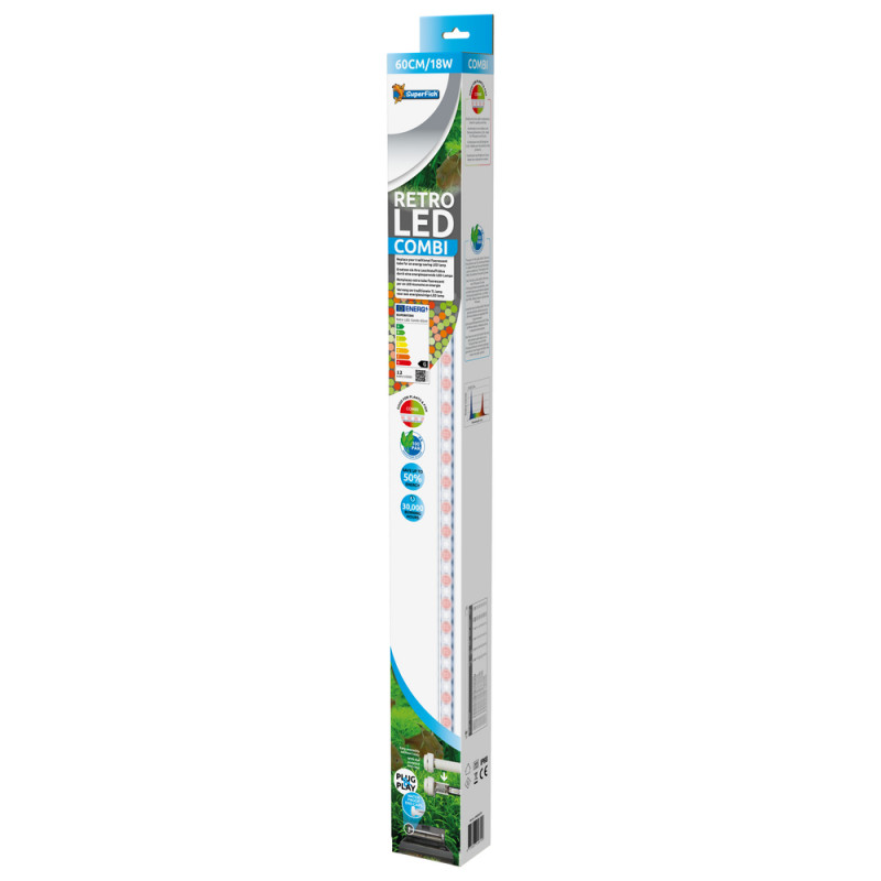 Éclairage Retro Led combi T8/T5 - 18w 60cm pour aq