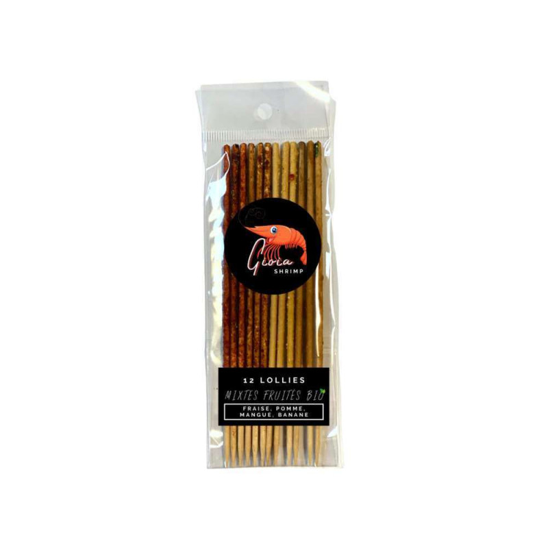 12 Lollies mixtes fruités Bio pour crevettes d'aqu