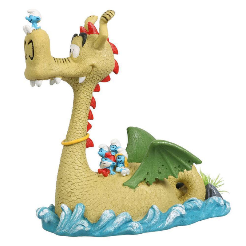 Décoration aquarium schtroumpfs sur l'eau dragon 1