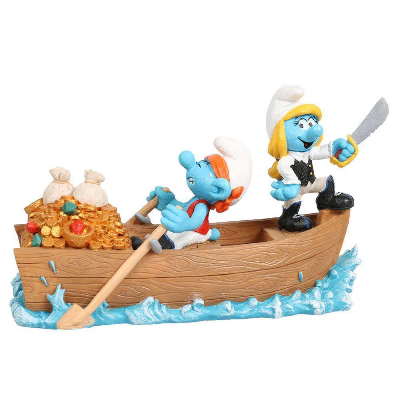 Décoration aquarium schtroumpfs sur l'eau pirates