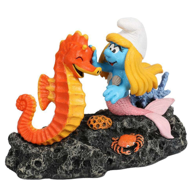 Décoration aquarium schtroumpf sous l`eau hippocam