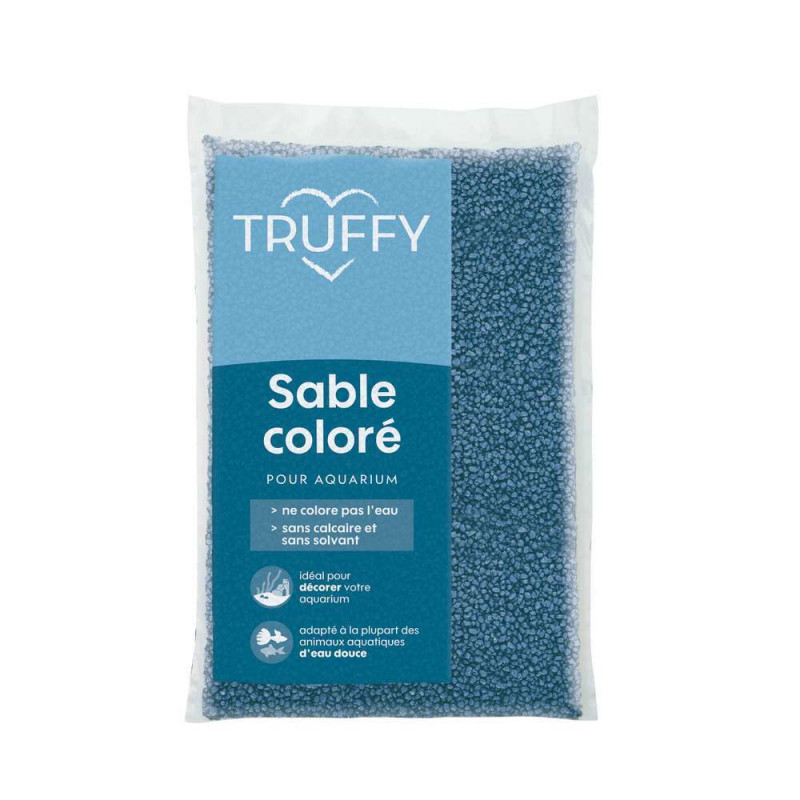 Sable coloré pour aquarium d'eau douce Truffy bleu