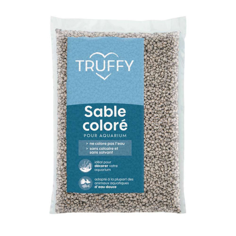 Sable coloré pour aquarium d'eau douce Truffy gris