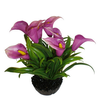 Décor d'aquarium : buisson fleuri plastique 3 colo