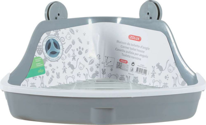 Maison de toilette d'angle PM Gris pour rongeur
