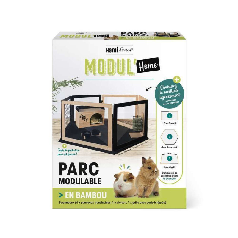 Parc Modulable en Bambou pour rongeur - ModulHome