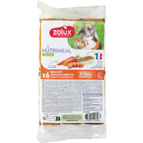 Biscuits Nutrimeal carotte pour rongeurs x6