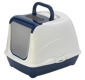 Bac à litière pour chat 'Flip cat', bleu/blanc - L