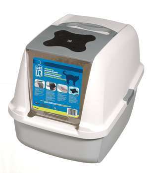 Maison de toilette pour chat, coloris gris - 55x40