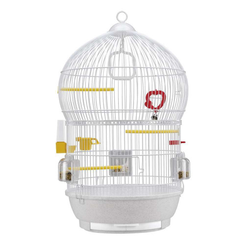 Cage Bali ronde blanche en fer pour oiseaux H. 68.