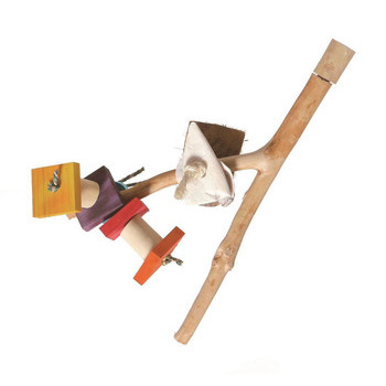 Double perchoir en bois avec jouets, 2,5x25cm