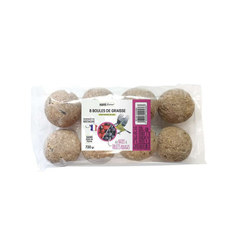 Boules de graisse découverte (fruits + baies) x8