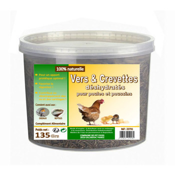Vers de farine & Crevettes déshydratés pour poules