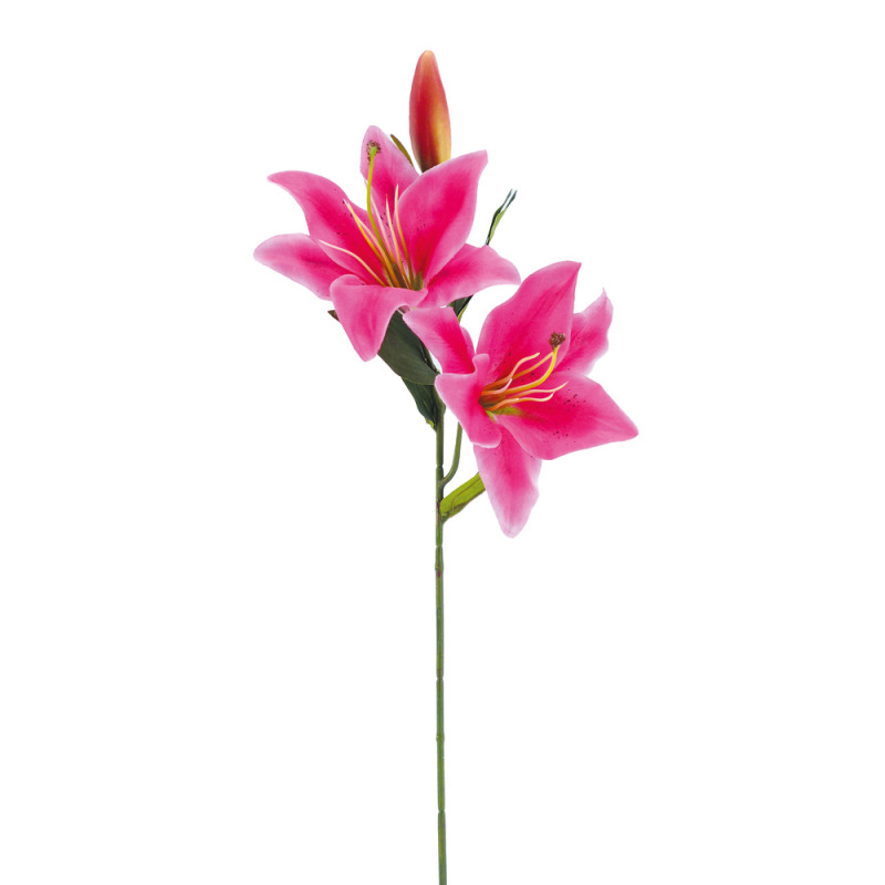 Fleur artificielle tige de lys fuchsia H. 67cm