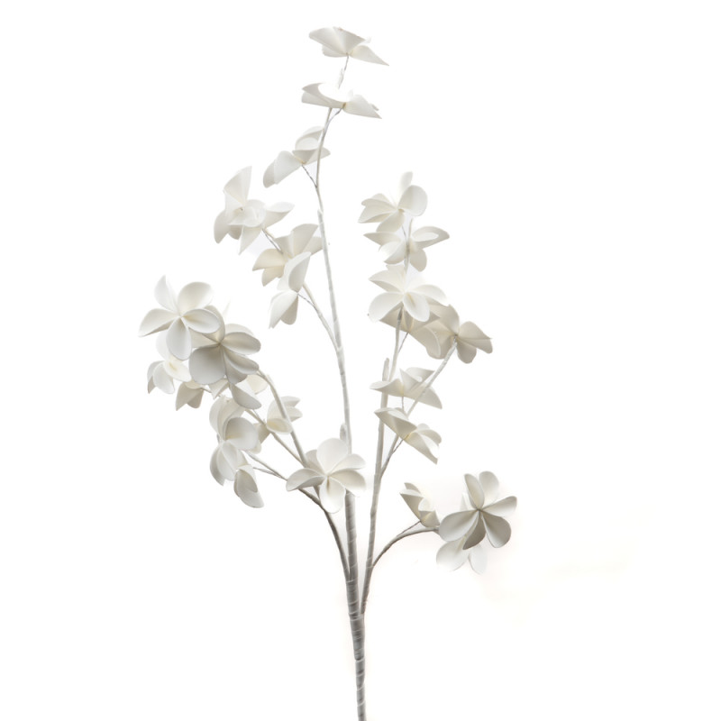 Tige fleur artificielle Alma, coloris blanc - H. 8