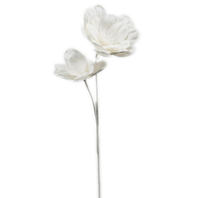 Tige fleur artificielle Sophia, coloris blanc - H.