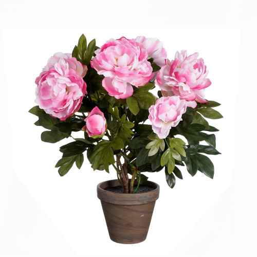 Plante artificielle en pot 'Pivoine', coloris rose