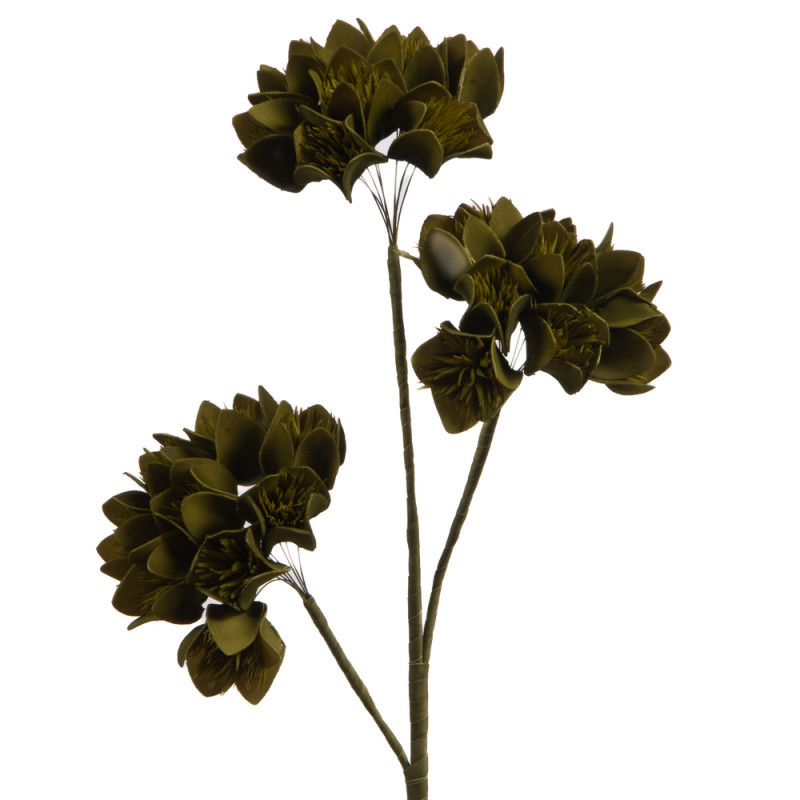 Tige fleur artificielle Alba, coloris kaki - H. 94