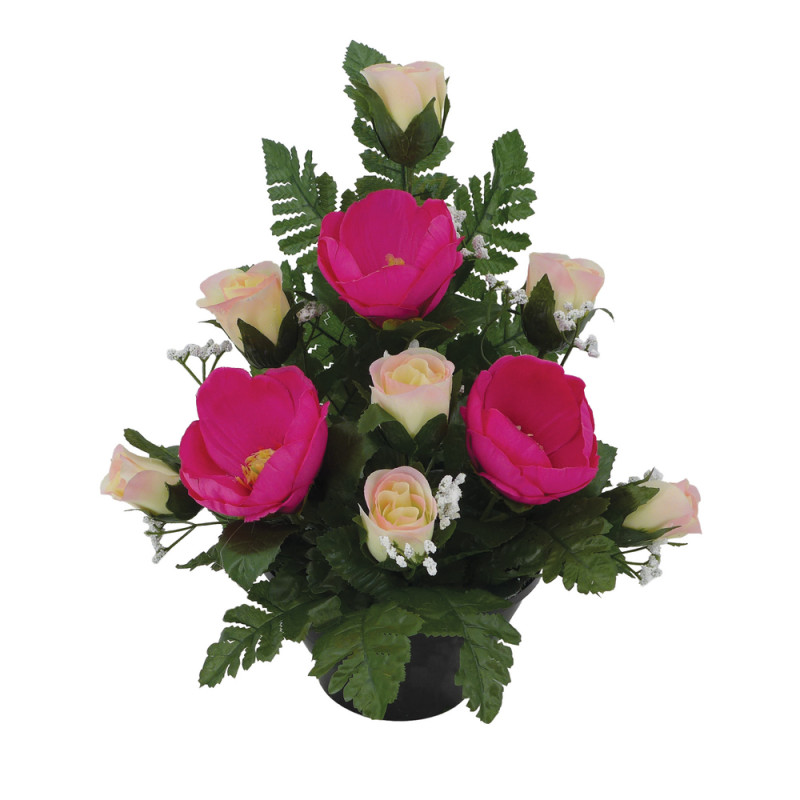 Fleurs artificielles - coupe florale rose crème H.