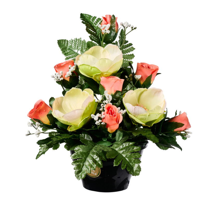 Fleurs artificielles - coupe florale saumon H. 33